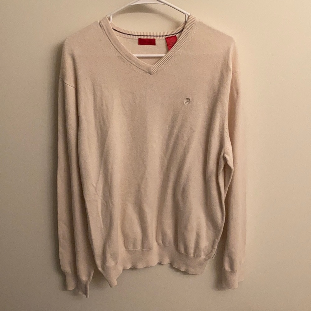 💕Vintage v neck Izod cream color sweater with logo